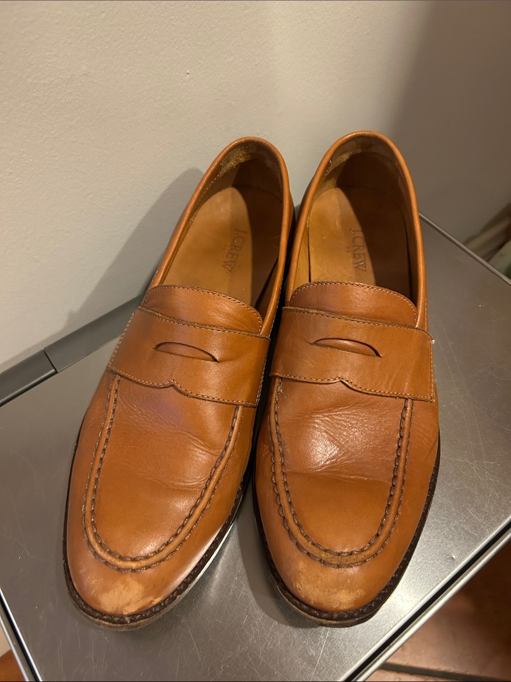 J. Crew Chestnut Brown Leather Penny Loafers